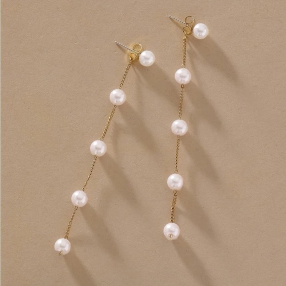 Gold 3/$30 Faux Pearl Drop Earrings - Picture 2 of 3